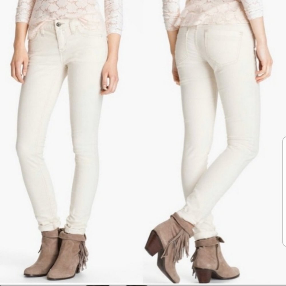 Free People Corduroy Skinny Jeans Ivory  28